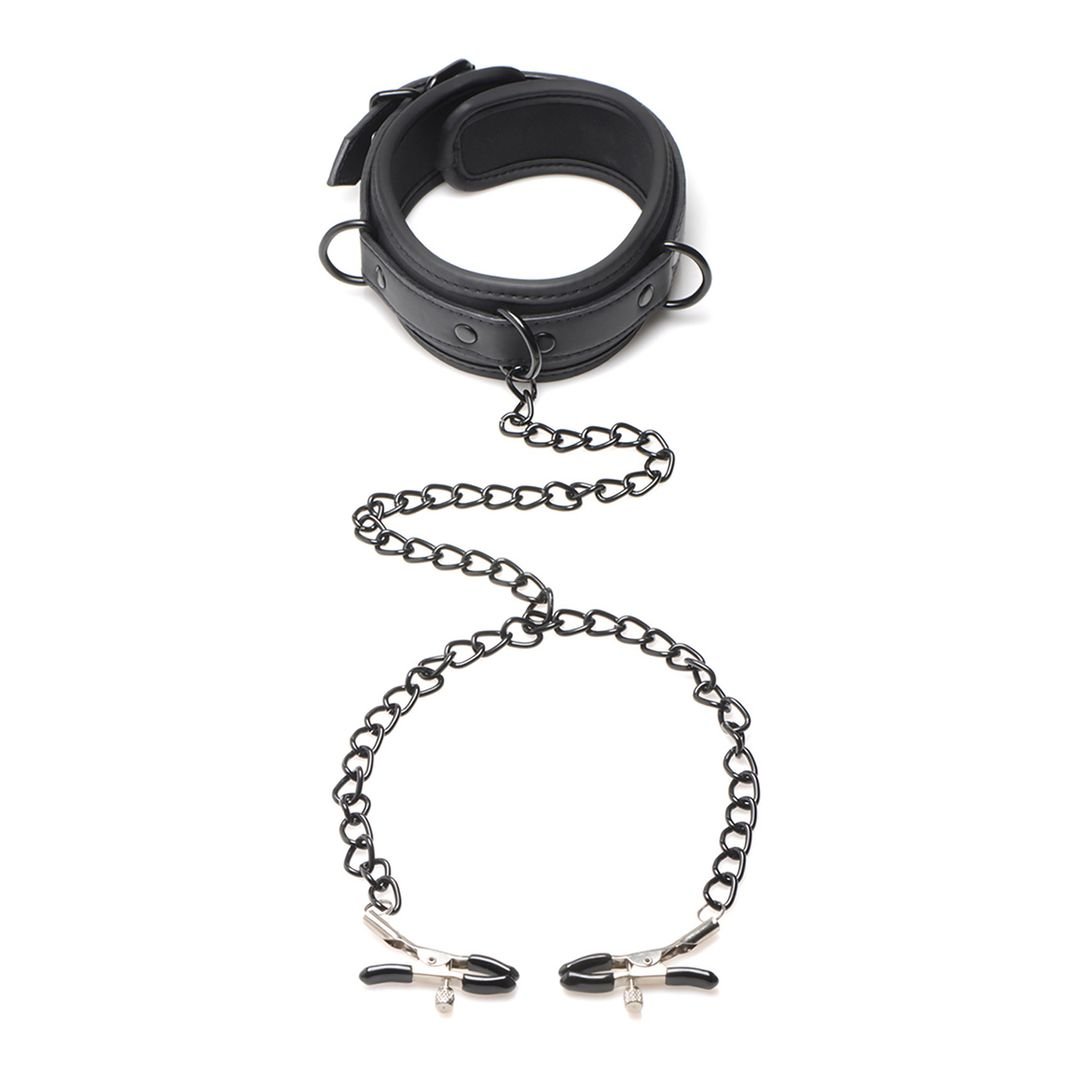 XR Brands Collared Temptress - Halsband mit Nippelklemmen
