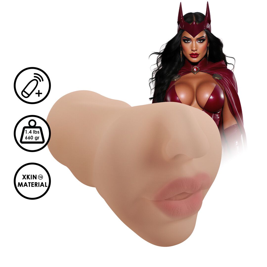 XKIN by Shots Superheroes Crimson Hex Vibrating Masturbator - Tan