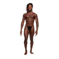 Male Power Leo - Kunstleder Harness - Einheitsgröße - Schwarz/Rot