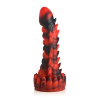 XR Brands Demon Rising - Scaly Dragon Silikon Dildo - Rot/Schwarz