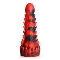 XR Brands Demon Rising - Scaly Dragon Silikon Dildo - Rot/Schwarz, Bild 4