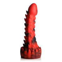 XR Brands Demon Rising - Scaly Dragon Silikon Dildo - Rot/Schwarz, Bild 5