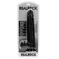 RealRock Extra Large Gerader Dildo mit Hodensack - 33 cm - Schwarz, Bild 2