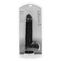 RealRock Extra Large Gerader Dildo mit Hodensack - 35,5 cm - Schwarz, Bild 3