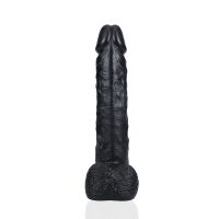 RealRock Extra Large Gerader Dildo mit Hodensack - 35,5 cm - Schwarz, Bild 4