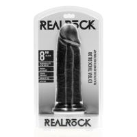RealRock Extra Dicker Gerader Dildo ohne Hoden - 20,3 cm - Schwarz, Bild 2