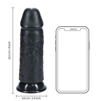 RealRock Extra Dicker Gerader Dildo ohne Hoden - 20,3 cm - Schwarz, Bild 7