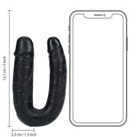 RealRock U-förmiger Doppeldildo - 12,7 cm - Schwarz, Bild 7