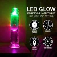 RealRock LED Vibrierender gerader Dildo - 15 cm - Transparent, Bild 7