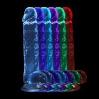 RealRock Dildo mit Saugnapf und LED-Licht, aufladbar - 15 cm - Transparent, Bild 5