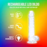RealRock Dildo mit Saugnapf und LED-Licht, aufladbar - 15 cm - Transparent, Bild 6