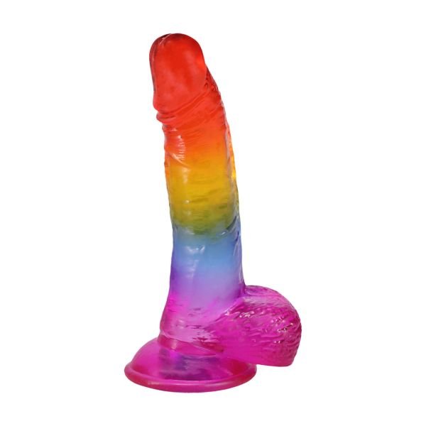 Doc Johnson Realistischer Penisdildo mit Hoden - 21,6 cm - Regenbogen