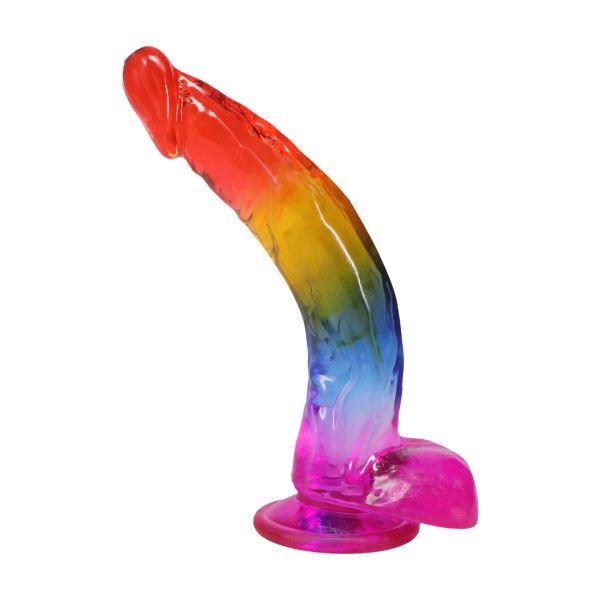 Doc Johnson Realistischer Penisdildo mit Hoden - 24,1 cm - Regenbogen