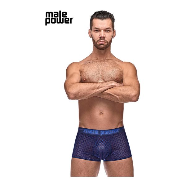 Male Power Diamond Mesh Mini-Shorts - S - Marineblau