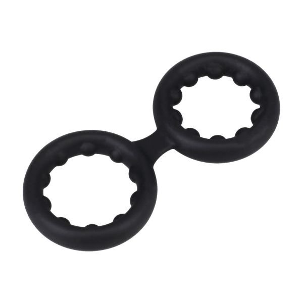 Doc Johnson Silikon Double Stamina Cockring mit Metallkugeln - Schwarz