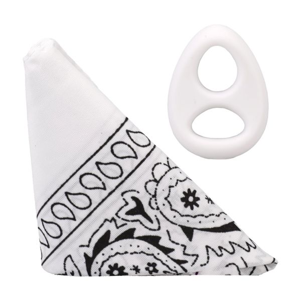 Doc Johnson The Code - Silikon Cockring mit Bandana - Weiß