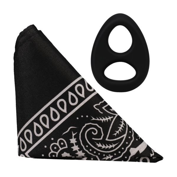 Doc Johnson The Code - Silikon Cockring mit Bandana - Schwarz