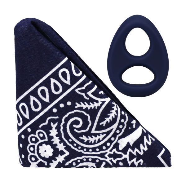 Doc Johnson The Code - Silikon Cockring mit Bandana - Marineblau