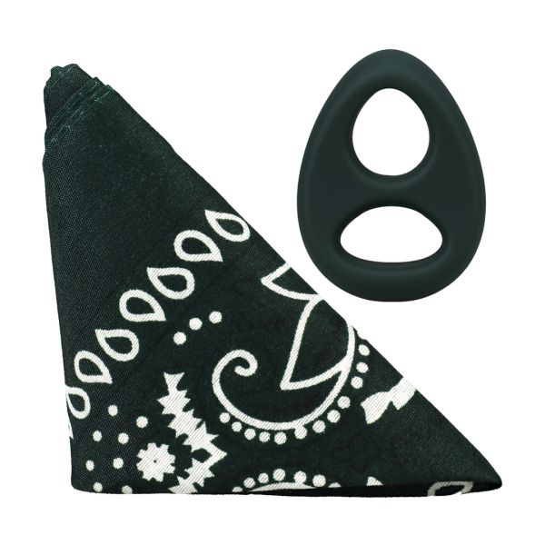 Doc Johnson The Code - Silikon Cockring mit Bandana - Jägergrün