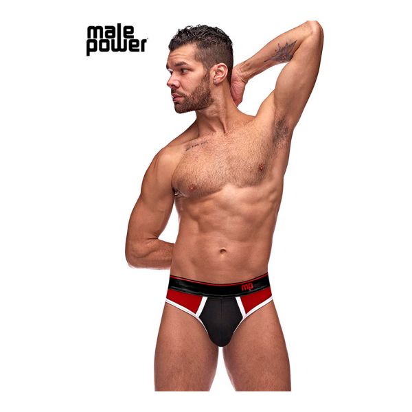 Male Power Retro Sport Panel-String - Schwarz/Rot