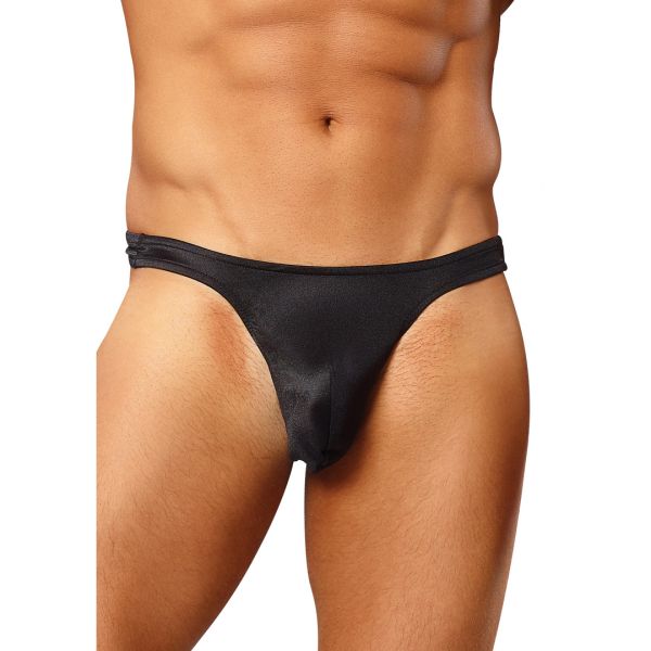Male Power Satin Spandex Bong Thong - Schwarz