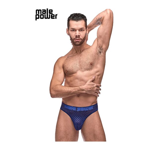 Male Power Diamond Mesh Bong Thong - L/XL - Marineblau