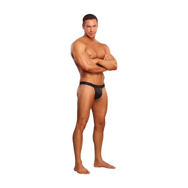 Male Power Micro G-String mit rotem Cockring - Schwarz