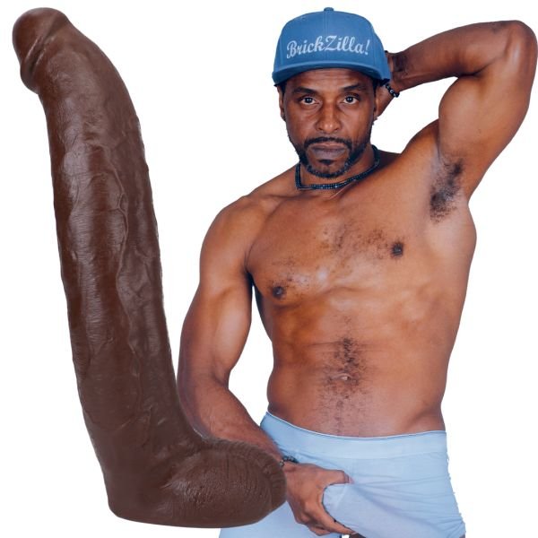 Doc Johnson Brickzilla - Realistischer ULTRASKYN Dildo - 33 cm - Schokolade