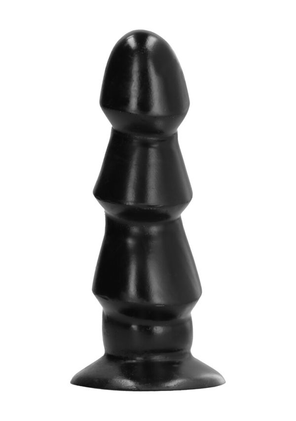 All Black Ribbed Dildo - 17 cm
