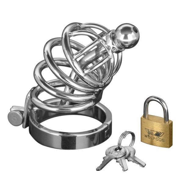 XR Brands Asylum - Keuschheitskäfig mit 4 Ringen - S/M