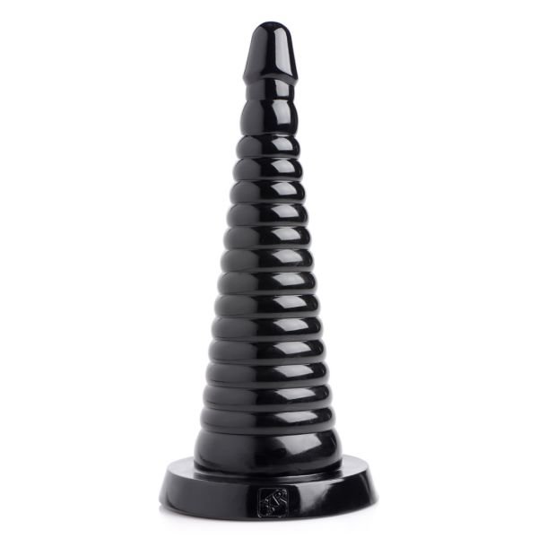 XR Brands Riesiger gerippter Analkegel - Schwarz