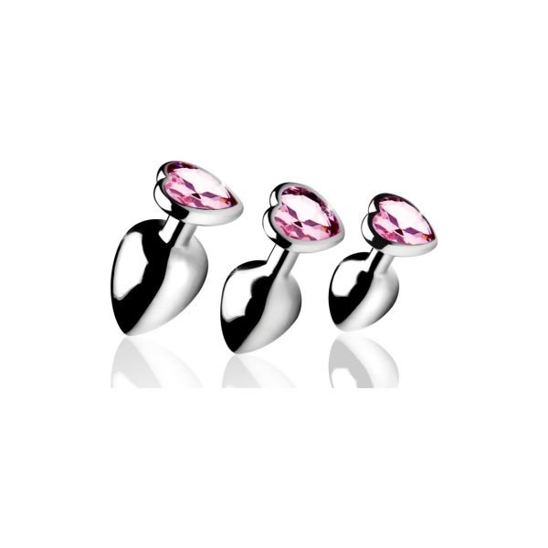 XR Brands Pink Heart - Buttplug Set - 3 Stück