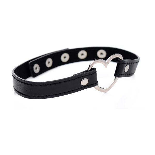 XR Brands Dark Heart - Schwarzer Choker mit Chrom-Herz