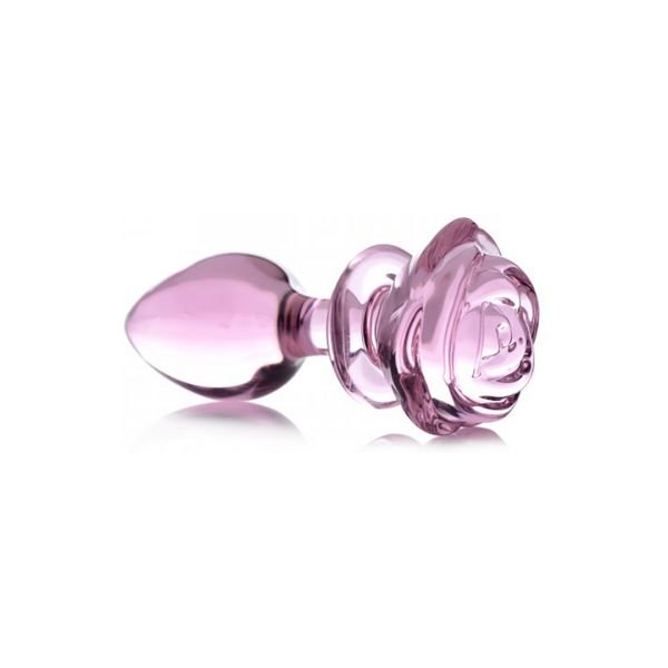 XR Brands Pink Rose - Glas Buttplug - Large