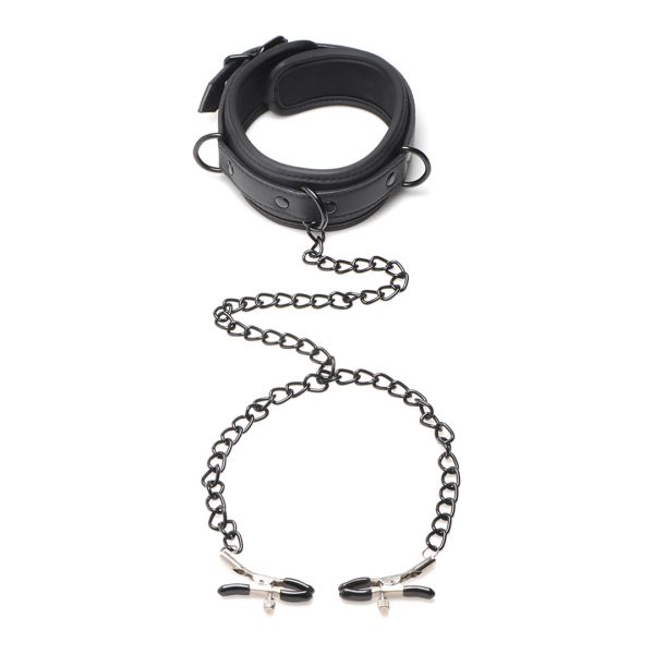XR Brands Collared Temptress - Halsband mit Nippelklemmen