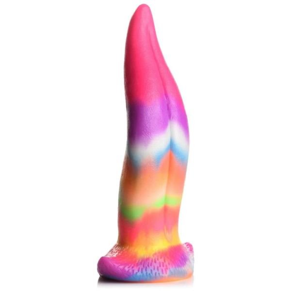 XR Brands Unicorn Tongue - Leuchtet im Dunkeln - Silikon Dildo - Regenbogen