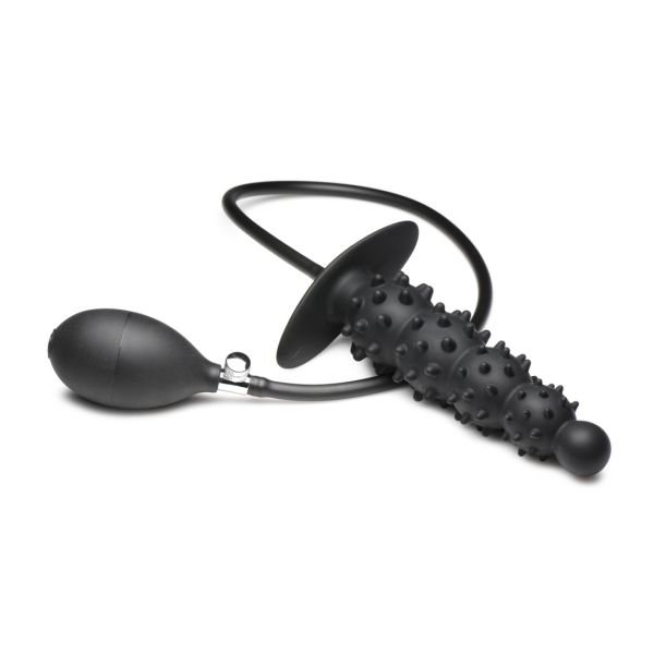 XR Brands Ass Puffer - Aufblasbarer Analplug aus Silikon mit Noppen - Schwarz