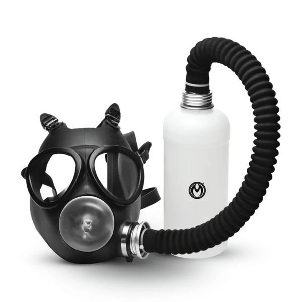 XR Brands Overload - Gasmasken-Set mit Stroker - Schwarz