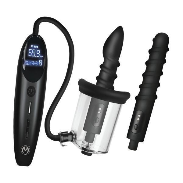 XR Brands Rosebud Driller Deluxe Set - Vibrierende Rosebud Pumpe aus Silikon - Transparent