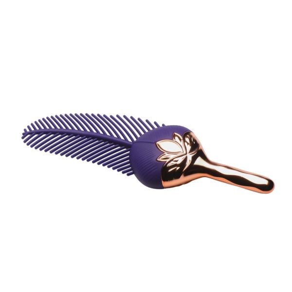 XR Brands The Tickler - Vibrierender Federkitzler aus Silikon - Lila/Gold