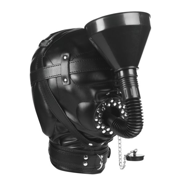 XR Brands Degraded - Sensorische Deprivationsmaske mit Trichter - Schwarz
