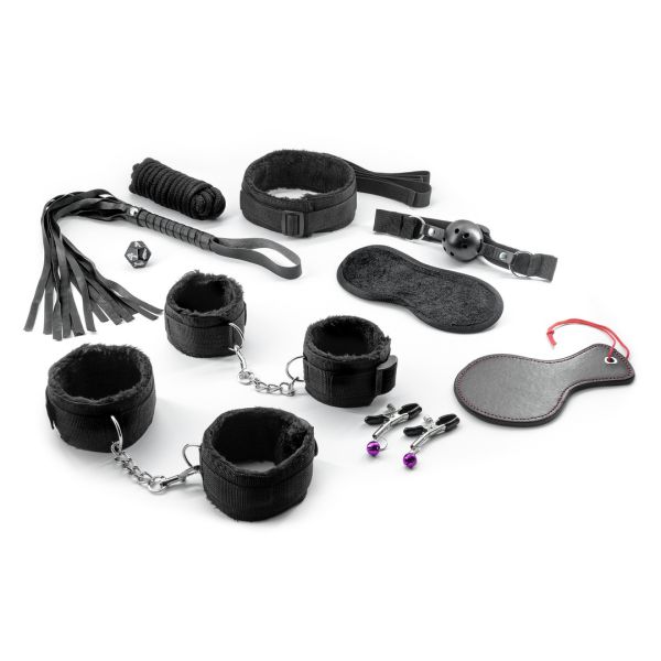 Crushious Master and Cummander - 11-teiliges Bondage-Set - Schwarz