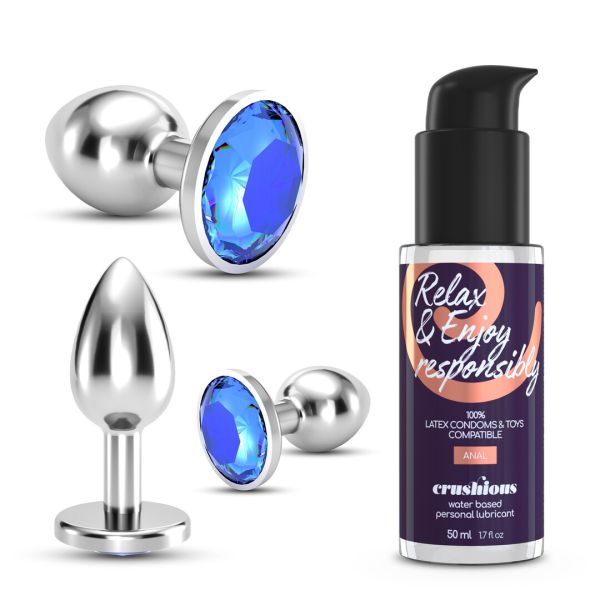 Crushious Bijou Anal Trainingsset Trio Edelstahl - Blau