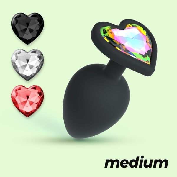 Crushious Cuore Analplug mit austauschbaren Kristallen - Medium - Schwarz