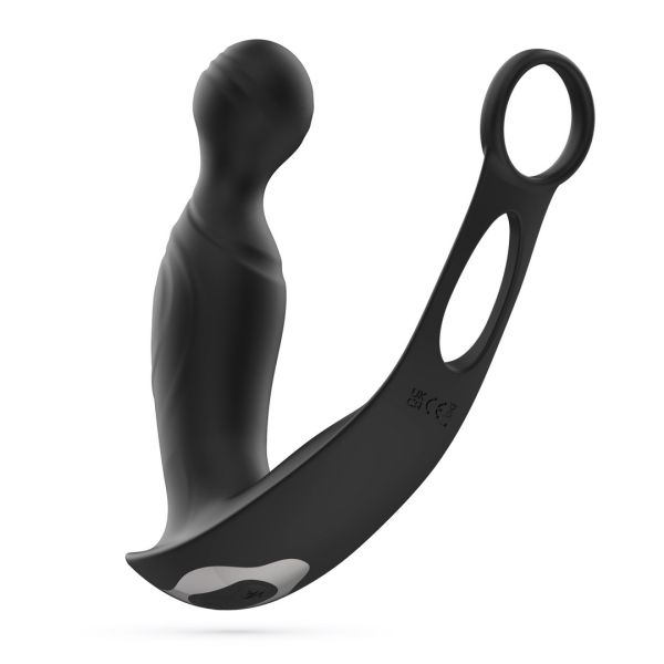 Crushious Flamma - Vibrierendes Prostatamassagegerät mit Ballstrap und Cockring - Schwarz
