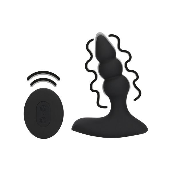 Loveline Vibrierender Analplug mit Kugeln und Fernbedienung - Lakritzschwarz