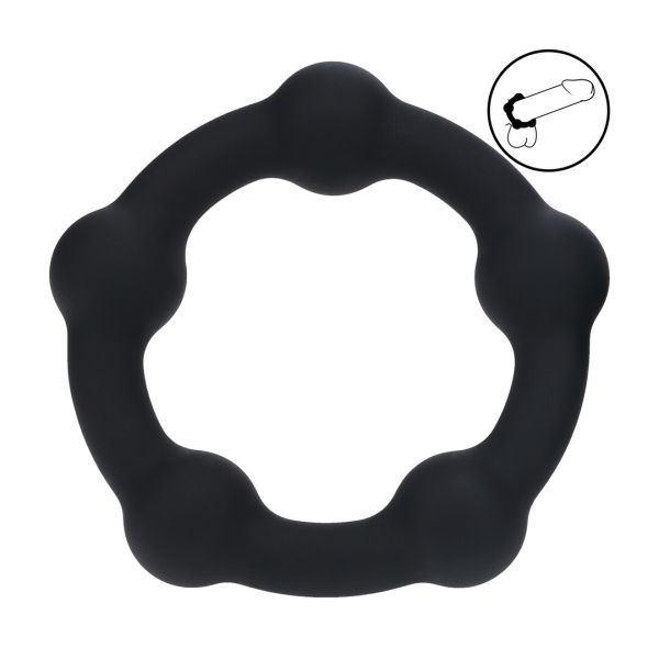 Levelz Silikon Cockring mit Perlen - L - 45mm - Schwarz