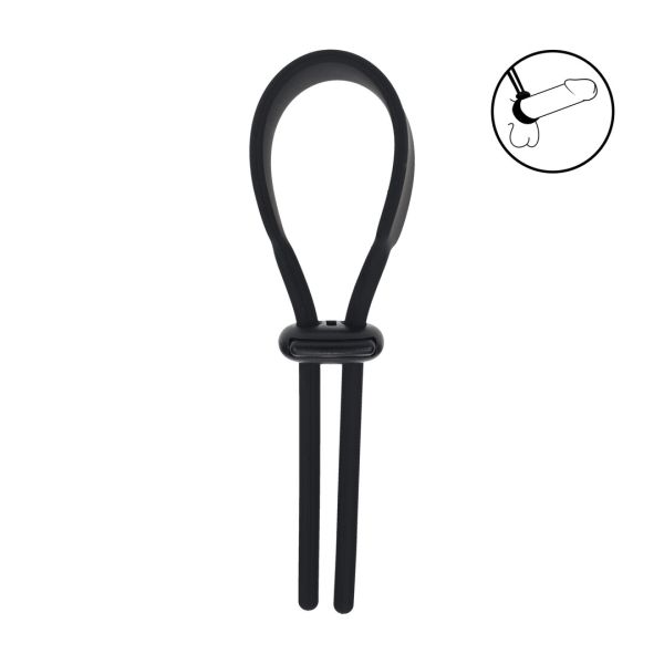 Levelz Breiter Verstellbarer Silikon Lasso Cockring - 5mm - Schwarz