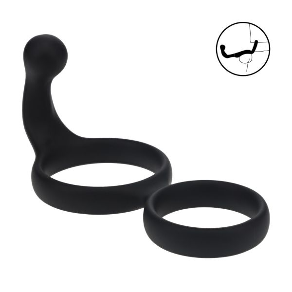 Levelz Silikon Doppel-Cockring mit Analstimulator - Schwarz