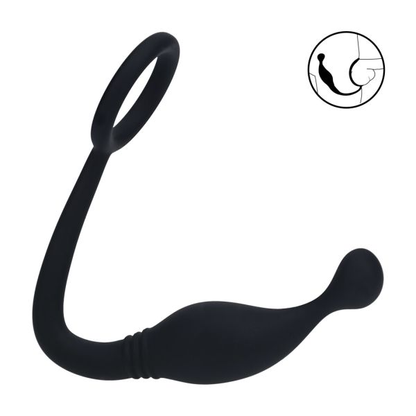 Levelz Silikon Cockring mit Prostatastimulator - M - Schwarz